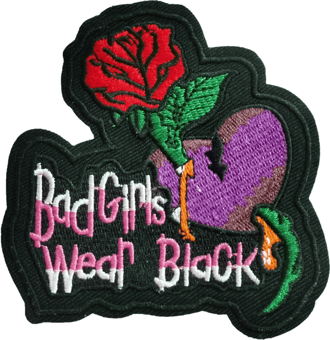 Hovedbilde Patch: Bad Girls wear Black  (rund-M) svart/hvit/Rosa jakkemerke