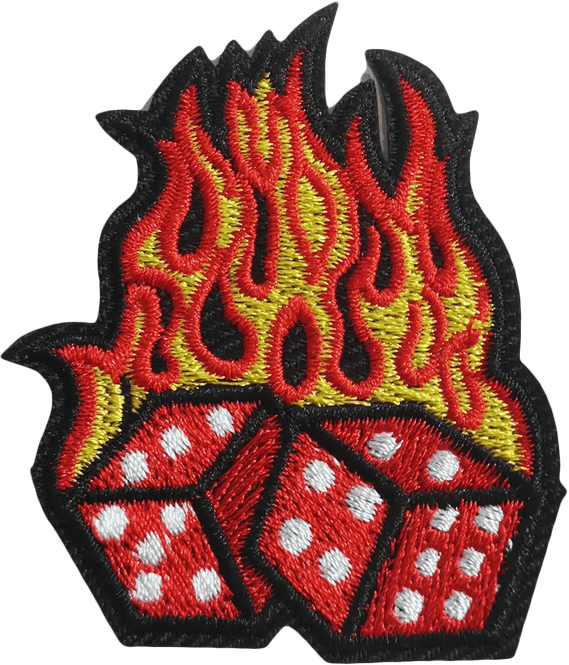 Hovedbilde Patch: Burning Dices (rund S) multicolor jakkemerke