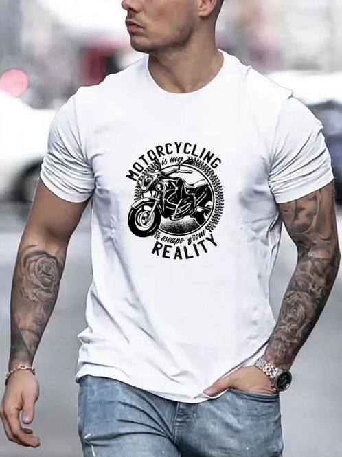 Hovedbilde Motorcycle Escape Reality T-skjorte,  Casual Tee i Hvit/Svart