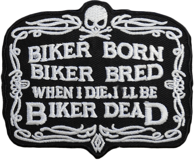Hovedbilde Patch: Biker Born Biker Bred (rect-ML) svart/hvit jakkemerke
