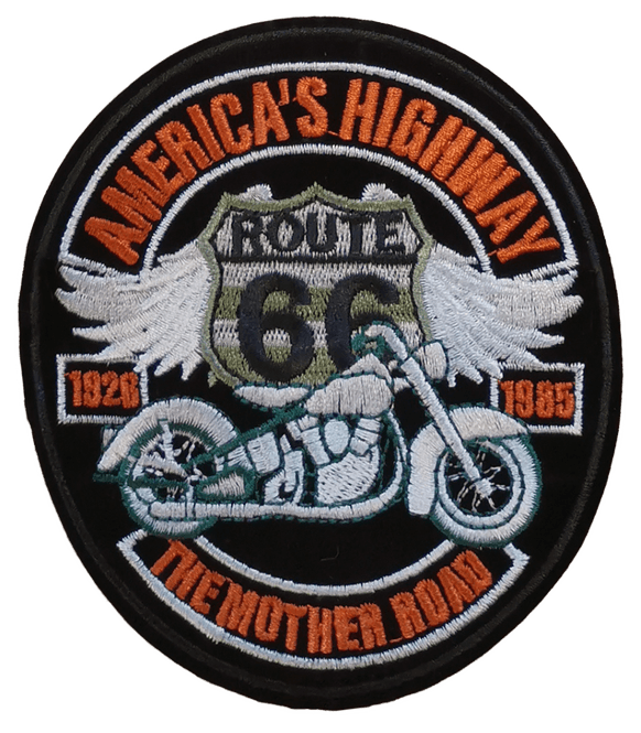 Hovedbilde Patch: America's Highway (rund-L) svart/oransje/hvit jakkemerke