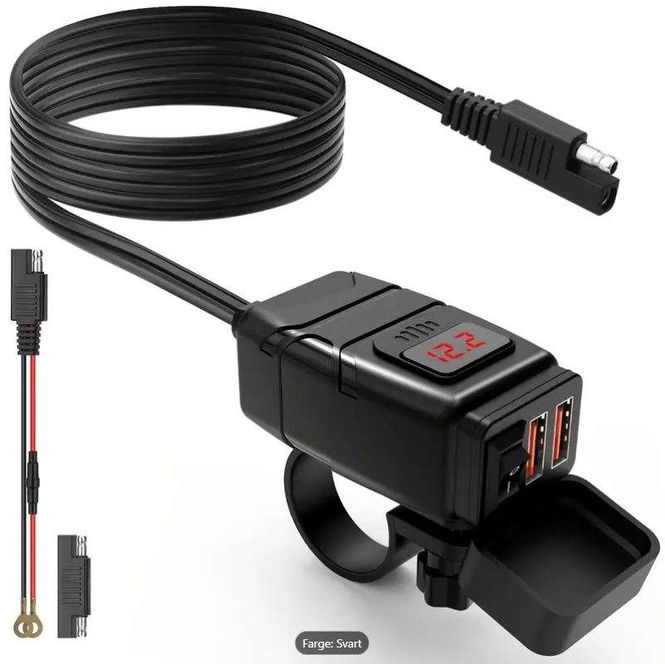 Hovedbilde Vanntett Dual-USB QC3 Hurtilader 2x USB for MC, ATV, Båt m.m.