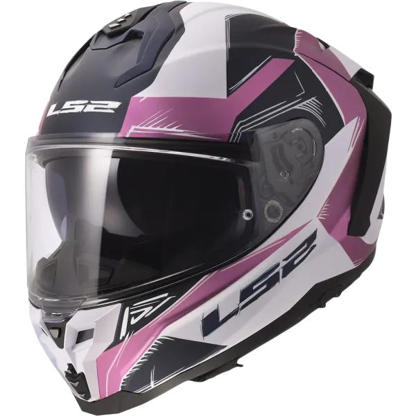 LS2 MC-Hjelm FF817 Challenger II Flaman Hvit/Rosa glassfiberhjelm med solbrille