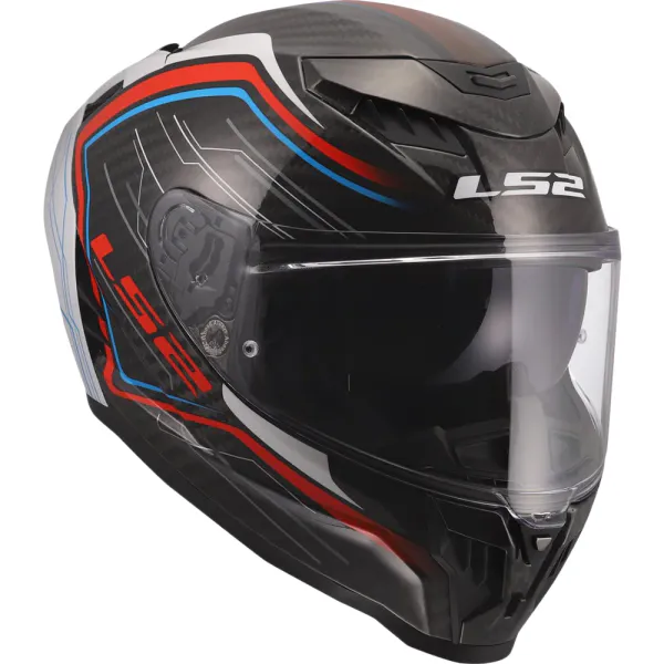 LS2 MC-Hjelm FF807 Dragon Subic Hvit/Bl&aring;/R&oslash;d med solbrille og sotet visir