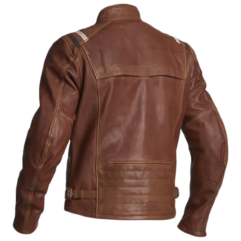 Halvarssons Skalltorp MC-skinnjakke Soft-washed i geit, Brun Cognac AA