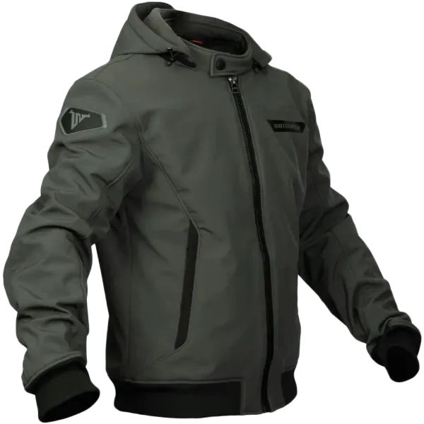 Bullfighter Ghost Softshell MC-Jakke m&oslash;rk Gr&aring; med AA-skli, skulder og albu -beskyttelse 