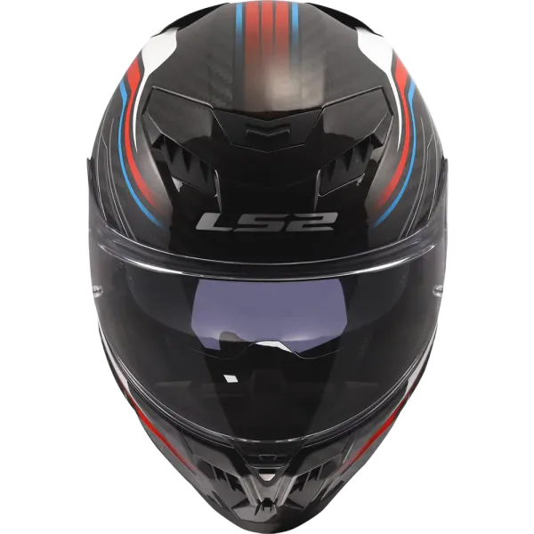 LS2 MC-Hjelm FF807 Dragon Subic Hvit/Bl&aring;/R&oslash;d med solbrille og sotet visir