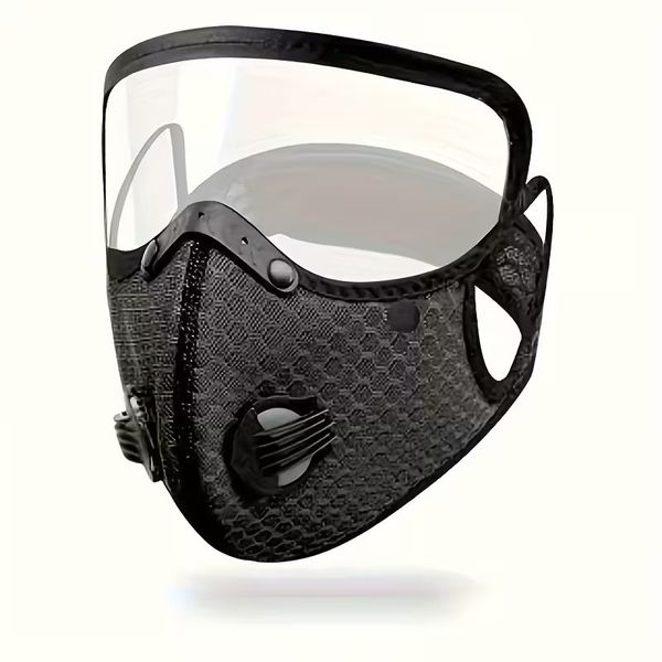 Maske for MC og sykkel/trafikkst&oslash;v med 5stk PM2,5 filter og to luftventiler og &oslash;yeskjerm