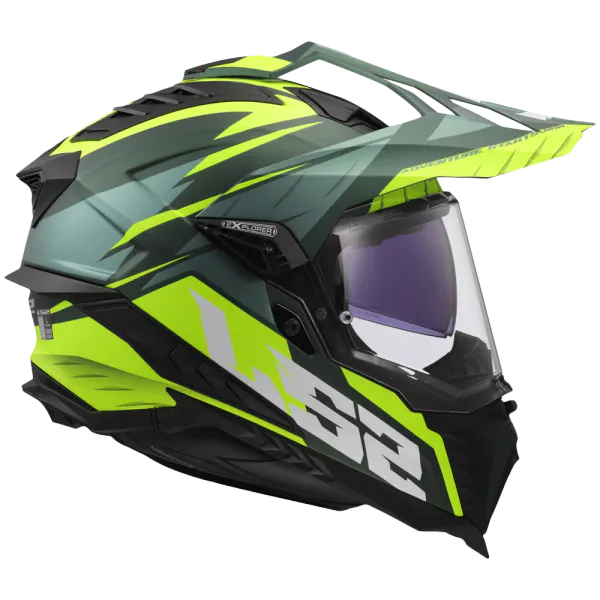LS2 Endurohjelm MX701 Spire Gul med solbrille og pinlock