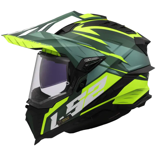Hovedbilde LS2 Endurohjelm MX701 Spire Gul med solbrille og pinlock