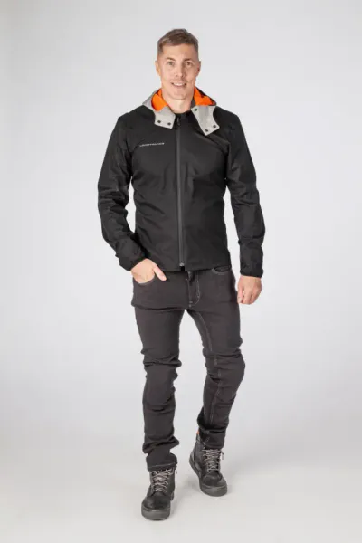 Lindstrands Tekstiljakke Rexbo Gr&aring;/Oransje med mesh lining og glidel&aring;s i rygg