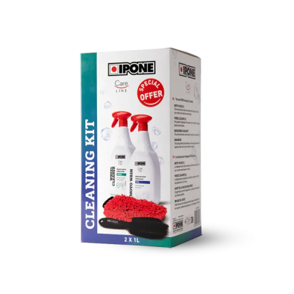 Ipone Cleaning Kit, multi-surface 1L, wheel cleaner 1L, b&oslash;rste og vaskehanske 