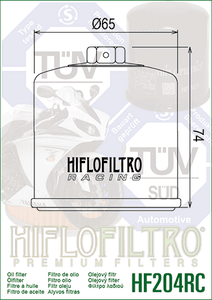 Hovedbilde HiFlo oljefilter 20-HF204RC (Racing 17mm) for Ducati Monster ...