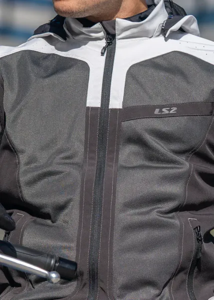 LS2 Bolton Air MC-Jakke Gr&aring;/Hvit  Mesh jakke inkl. regnjakke