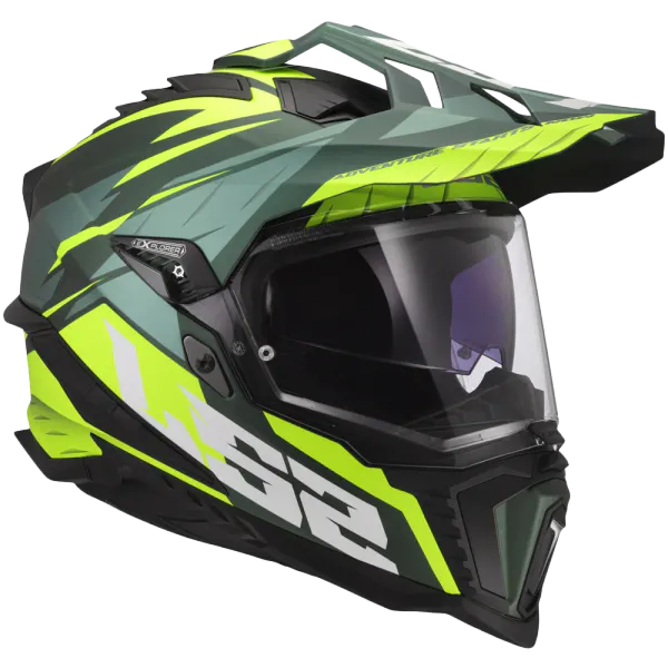 LS2 Endurohjelm MX701 Spire Gul med solbrille og pinlock